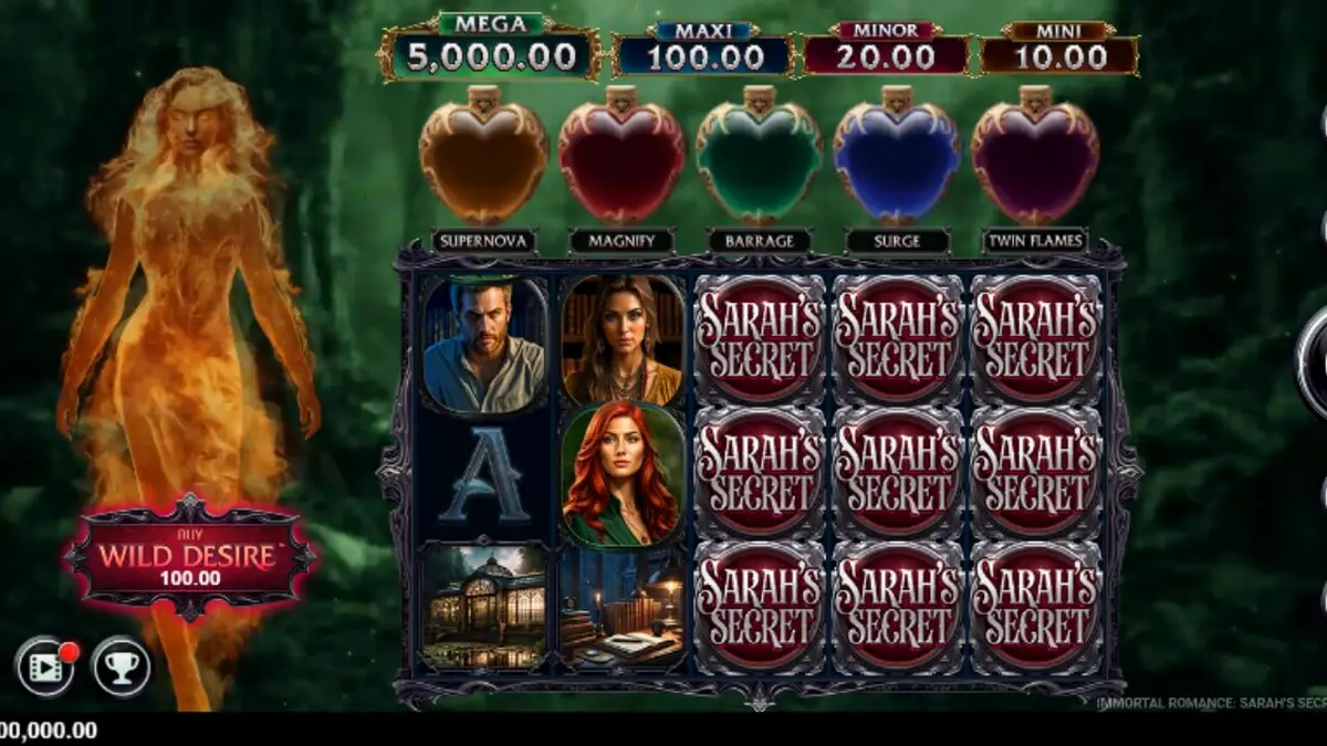 Tampilan visual slot Immortal Romance Sarah’s Secret dengan tema gotik
