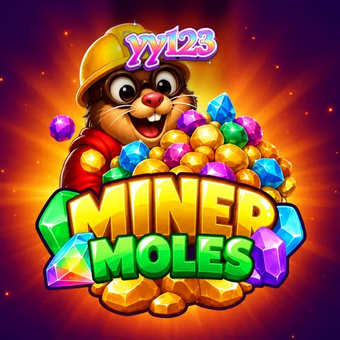 Tampilan grid 6x6 pada slot Miner Moles dengan tema tambang kartun